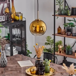 hofstein Suspension Verre 20 cm Koyoto Or, Noir, 1 lumière* Lampes En Verre
