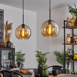 hofstein Suspension Verre 25 cm Koyoto Ambre, 2 lumières* Lampes En Verre