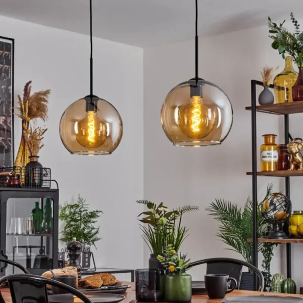hofstein Suspension Verre 25 cm Koyoto Ambre, 2 lumières* Lampes En Verre