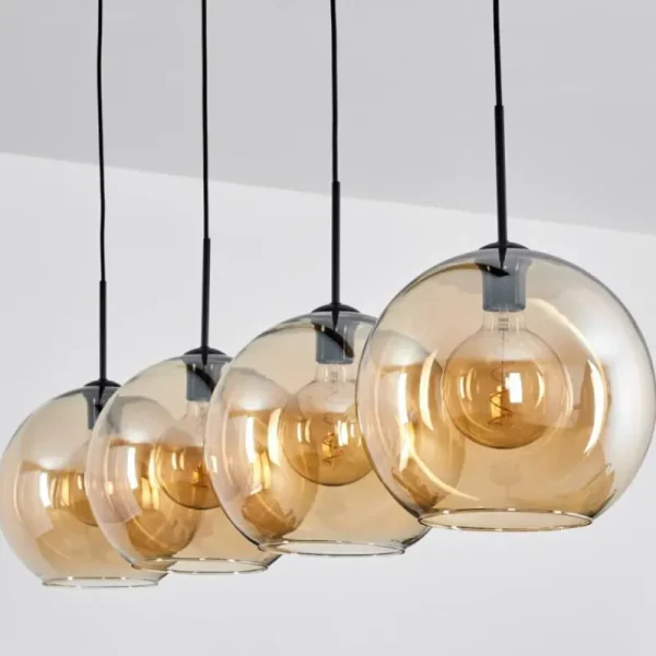 hofstein Suspension Verre 30 cm Koyoto Ambre, 4 lumières* Lampes En Verre