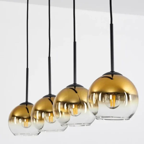 hofstein Suspension Verre 15 cm Koyoto Or, Clair, 4 lumières* Lampes En Verre