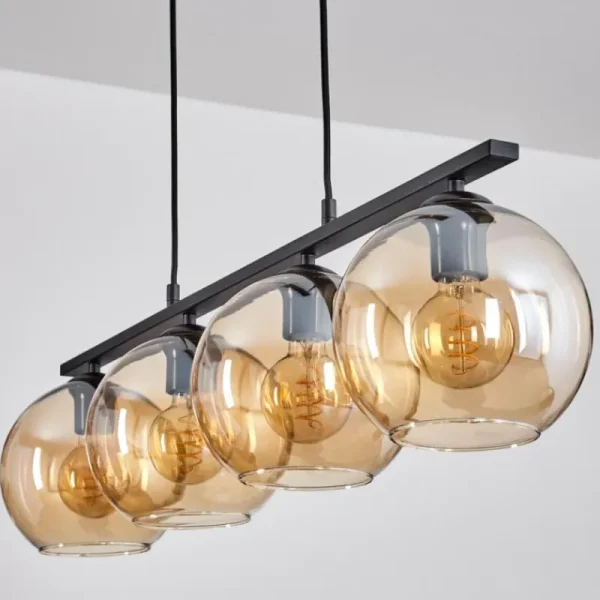 hofstein Suspension Verre 20 cm Koyoto Ambre, 4 lumières* Lampes En Verre
