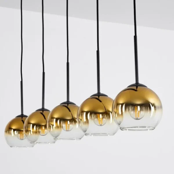 hofstein Suspension Verre 15 cm Koyoto Or, Clair, 5 lumières* Lampes En Verre