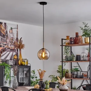 hofstein Suspension Verre 20 cm Koyoto Or, Noir, 1 lumière* Lampes En Verre