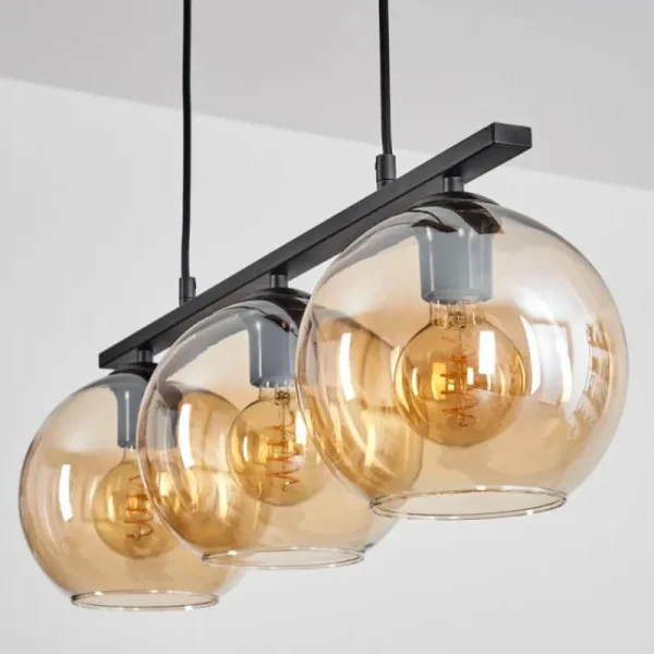 hofstein Suspension Verre 20 cm Koyoto Ambre, 3 lumières* Lampes En Verre
