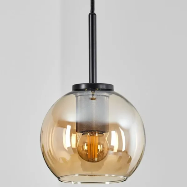 hofstein Suspension Verre 15 cm Koyoto Acier inoxydable, Noir, 1 lumière* Lampes En Verre