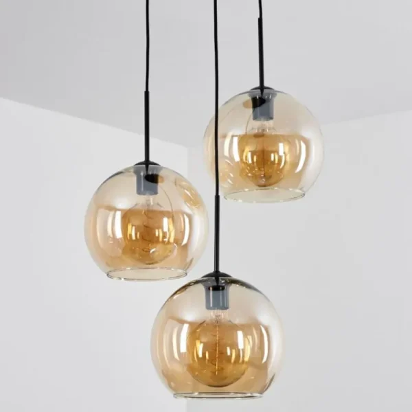 hofstein Suspension Verre 25 cm Koyoto Ambre, 3 lumières* Lampes En Verre