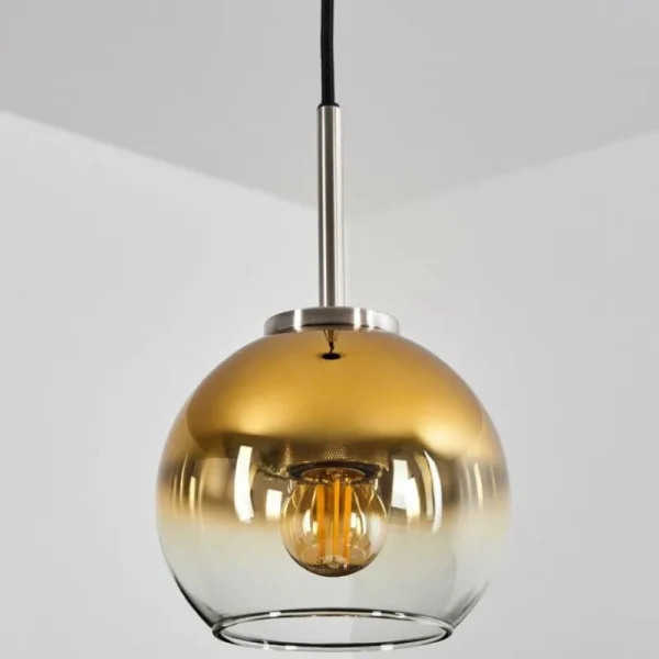 hofstein Suspension Verre 15 cm Koyoto Noir, Argenté, 1 lumière* Lampes En Verre
