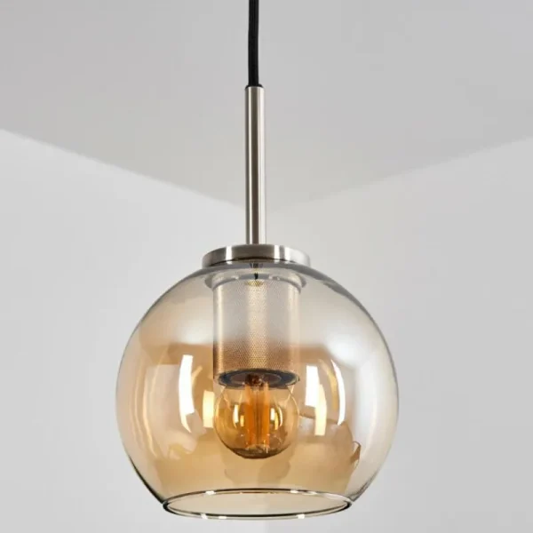 hofstein Suspension Verre 15 cm Koyoto Noir, Argenté, 1 lumière* Lampes En Verre