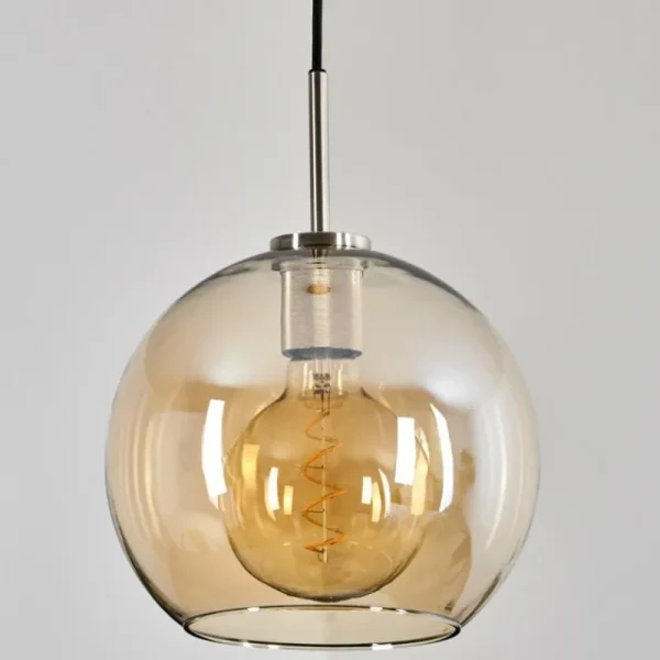 hofstein Suspension Verre 25 cm Koyoto Noir, Argenté, 1 lumière* Lampes En Verre