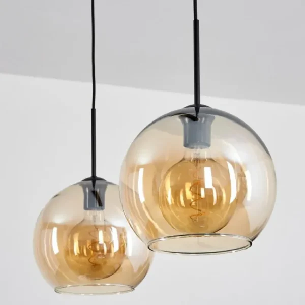 hofstein Suspension Verre 25 cm Koyoto Ambre, 2 lumières* Lampes En Verre
