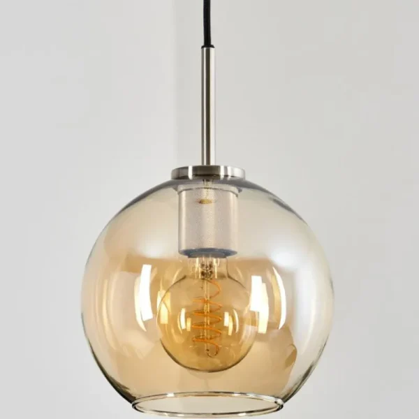 hofstein Suspension Verre 20 cm Koyoto Noir, Argenté, 1 lumière* Lampes En Verre
