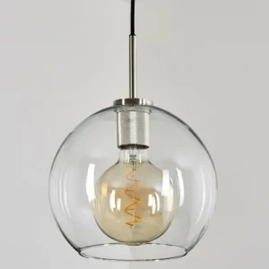 hofstein Suspension Verre 25 cm Koyoto Noir, Argenté, 1 lumière* Lampes En Verre