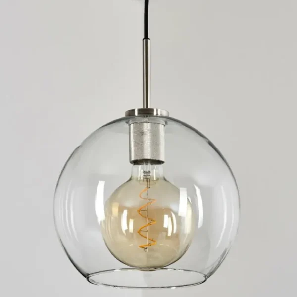hofstein Suspension Verre 25 cm Koyoto Noir, Argenté, 1 lumière* Lampes En Verre