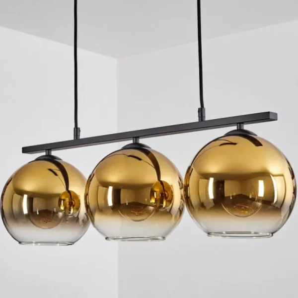 hofstein Suspension Verre 20 cm Koyoto Or, Clair, 3 lumières* Lampes En Verre