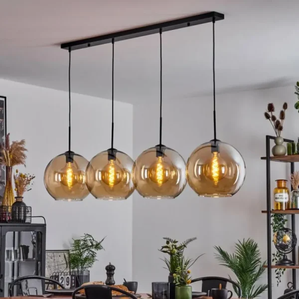 hofstein Suspension Verre 30 cm Koyoto Ambre, 4 lumières* Lampes En Verre