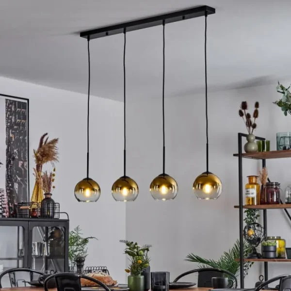 hofstein Suspension Verre 15 cm Koyoto Or, Clair, 4 lumières* Lampes En Verre