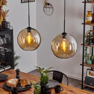 hofstein Suspension Verre 30 cm Koyoto Ambre, 2 lumières* Lampes En Verre