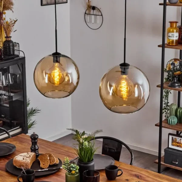 hofstein Suspension Verre 30 cm Koyoto Ambre, 2 lumières* Lampes En Verre