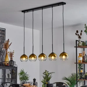 hofstein Suspension Verre 15 cm Koyoto Or, Clair, 5 lumières* Lampes En Verre
