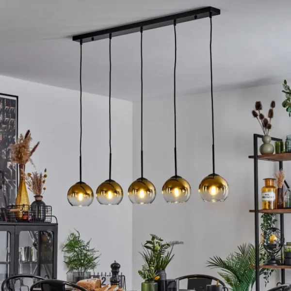 hofstein Suspension Verre 15 cm Koyoto Or, Clair, 5 lumières* Lampes En Verre