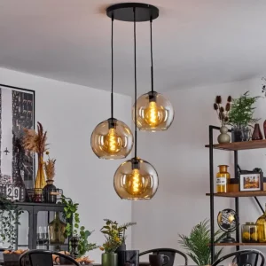hofstein Suspension Verre 25 cm Koyoto Ambre, 3 lumières* Lampes En Verre
