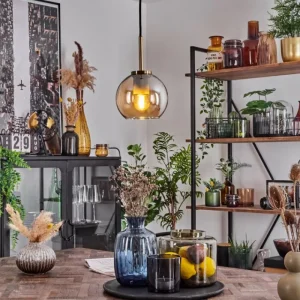 hofstein Suspension Verre 15 cm Koyoto Vieux laiton, 1 lumière* Lampes En Verre