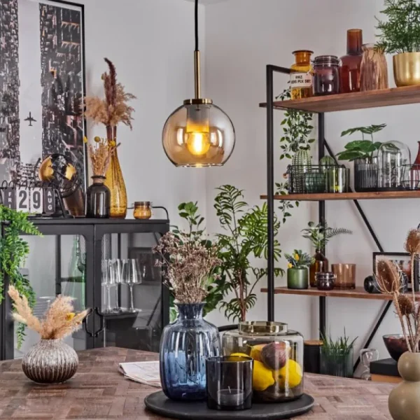 hofstein Suspension Verre 15 cm Koyoto Vieux laiton, 1 lumière* Lampes En Verre