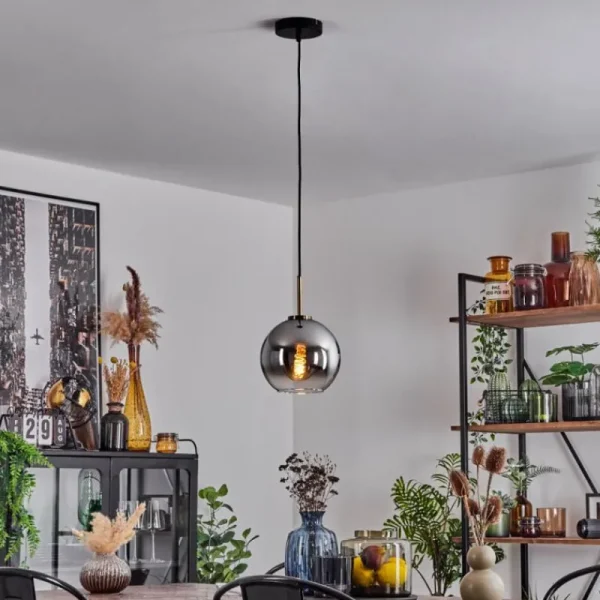 hofstein Suspension Verre 20 cm Koyoto Vieux laiton, 1 lumière* Lampes En Verre