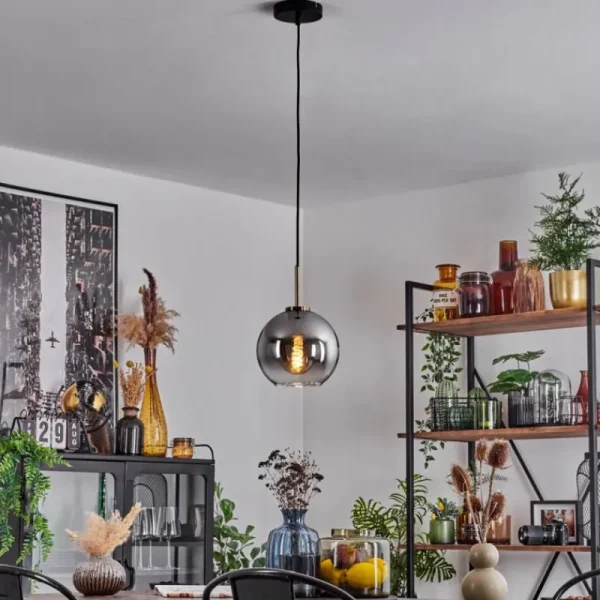 hofstein Suspension Verre 20 cm Koyoto Vieux laiton, 1 lumière* Lampes En Verre