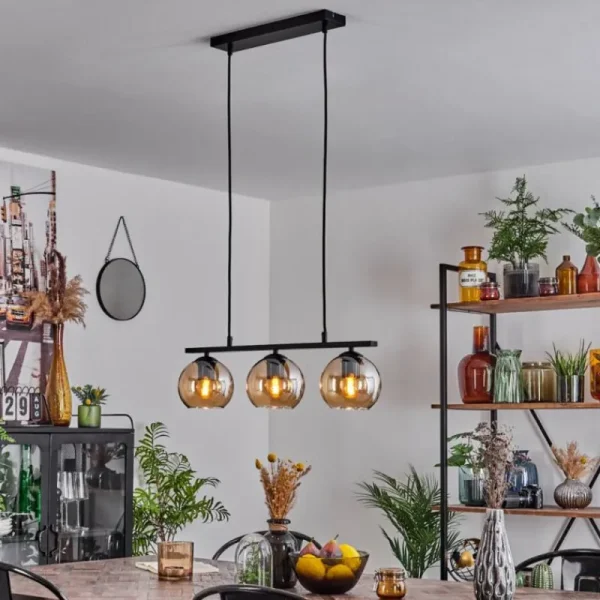 hofstein Suspension Verre 15 cm Koyoto Ambre, 3 lumières* Lampes En Verre