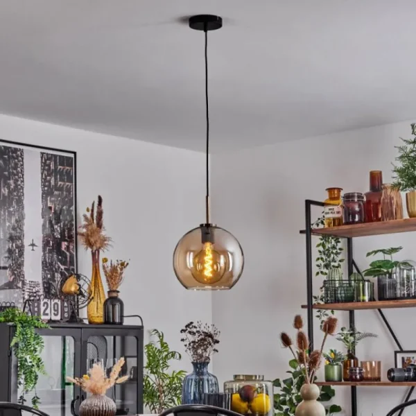 hofstein Suspension Verre 25 cm Koyoto Vieux laiton, 1 lumière* Lampes En Verre