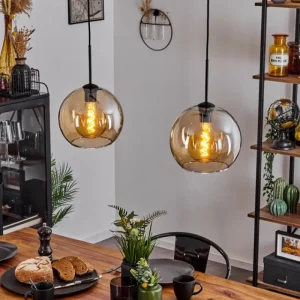 hofstein Suspension Verre 25 cm Koyoto Ambre, 2 lumières* Lampes En Verre