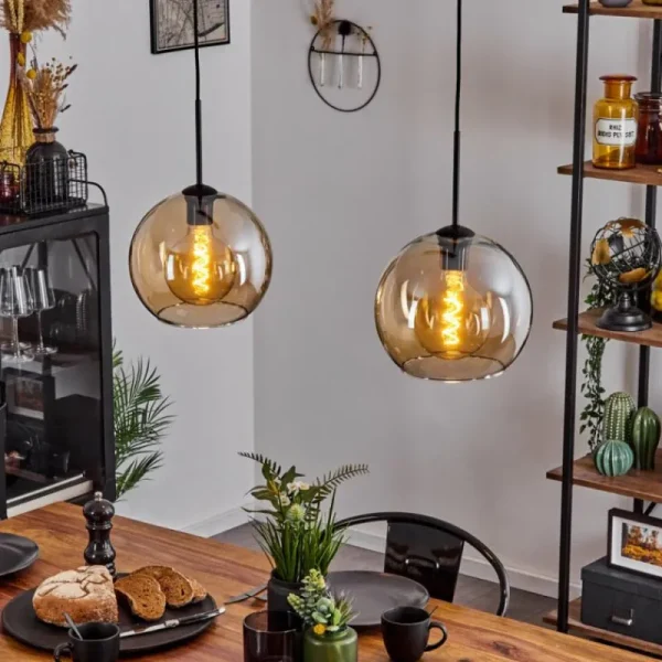 hofstein Suspension Verre 25 cm Koyoto Ambre, 2 lumières* Lampes En Verre