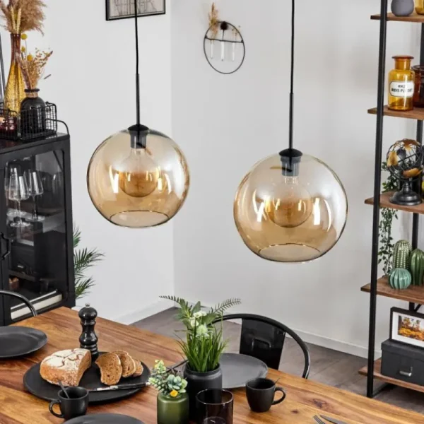 hofstein Suspension Verre 30 cm Koyoto Ambre, 2 lumières* Lampes En Verre