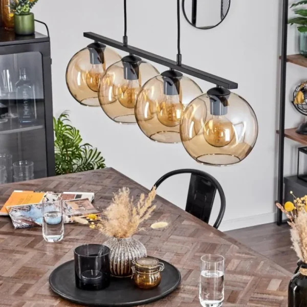 hofstein Suspension Verre 20 cm Koyoto Ambre, 4 lumières* Lampes En Verre