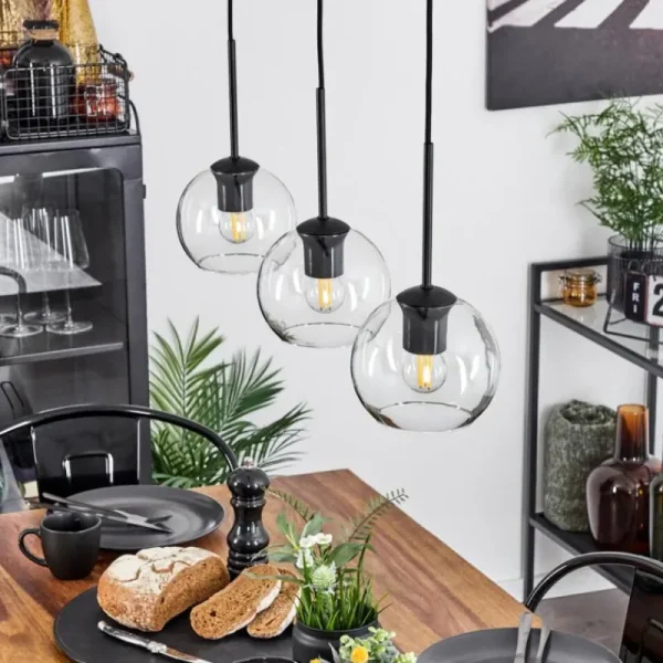 hofstein Suspension Verre 15 cm Koyoto Clair, 3 lumières* Lampes En Verre