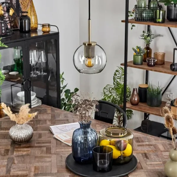 hofstein Suspension Verre 15 cm Koyoto Vieux laiton, 1 lumière* Lampes En Verre