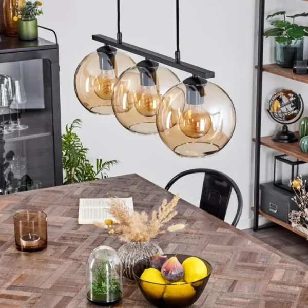 hofstein Suspension Verre 20 cm Koyoto Ambre, 3 lumières* Lampes En Verre