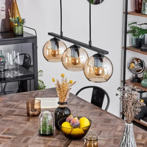 hofstein Suspension Verre 15 cm Koyoto Ambre, 3 lumières* Lampes En Verre