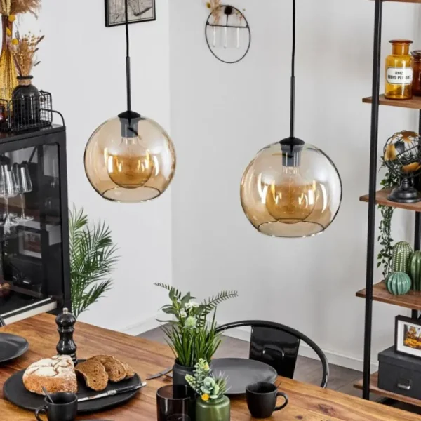 hofstein Suspension Verre 25 cm Koyoto Ambre, 2 lumières* Lampes En Verre