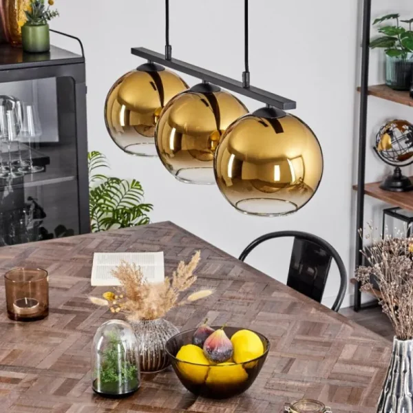 hofstein Suspension Verre 20 cm Koyoto Or, Clair, 3 lumières* Lampes En Verre