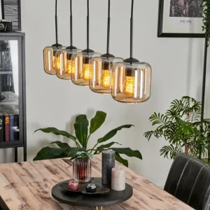 hofstein Suspension Verre 15 cm Lauden Ambre, 5 lumières* Lampes En Verre