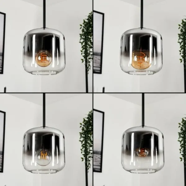 hofstein Suspension Verre 15 cm Lauden Chrome, Clair, Fumé, 5 lumières* Lampes Modernes