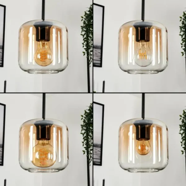 hofstein Suspension Verre 15 cm Lauden Ambre, Clair, 3 lumières* Lampes En Verre