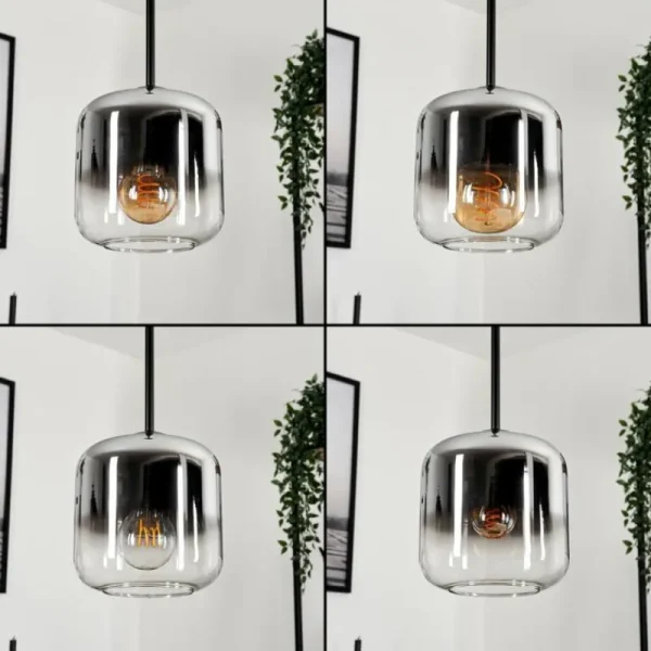 hofstein Suspension Verre 15 cm Lauden Chrome, Clair, Fumé, 3 lumières* Lampes Modernes