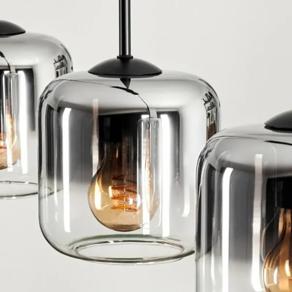 hofstein Suspension Verre 15 cm Lauden Chrome, Clair, Fumé, 5 lumières* Lampes Modernes