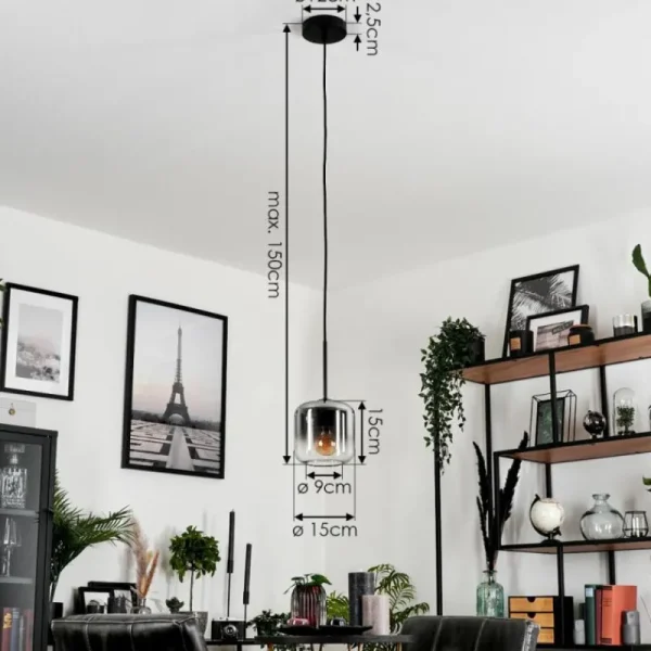 hofstein Suspension Verre 15 cm Lauden Clair, Fumé, 1 lumière* Lampes Modernes
