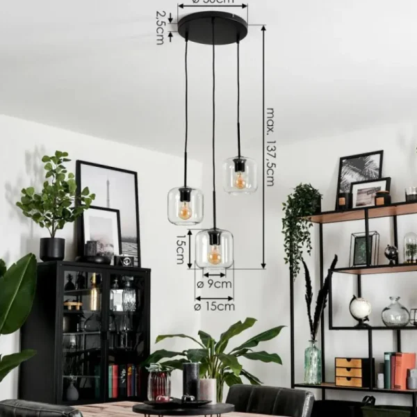 hofstein Suspension Verre 15 cm Lauden Clair, 3 lumières* Lampes En Verre