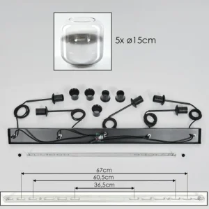 hofstein Suspension Verre 15 cm Lauden Chrome, Clair, Fumé, 5 lumières* Lampes Modernes